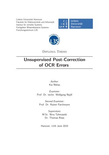 Unsupervised Post-Correction of OCR Errors - Nina Tahmasebi