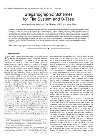 Steganographic Schemes for File System  and B-Tree - IEEE