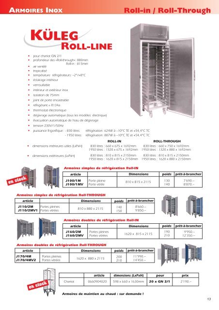 ARMOIRES INOX GN 2/1 - Froid 2000