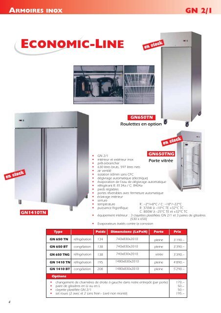 ARMOIRES INOX GN 2/1 - Froid 2000