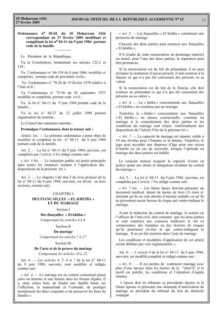 Code de la famille - Consulat Général d'Algérie à Montréal