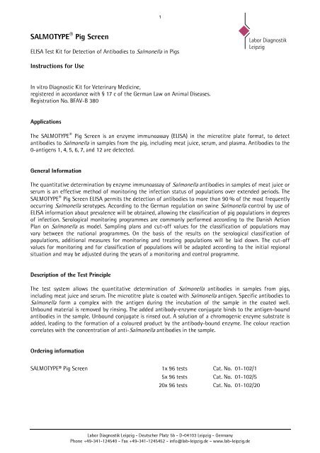 SALMOTYPE Pig Screen - Labor Diagnostik GmbH