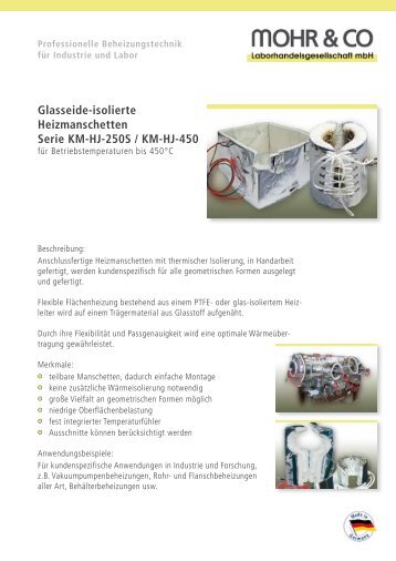 Glasseide-isolierte Heizmanschetten Serie KM-HJ-250S / KM-HJ-450