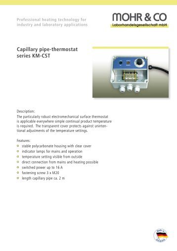 Capillary pipe-thermostat series KM-CST