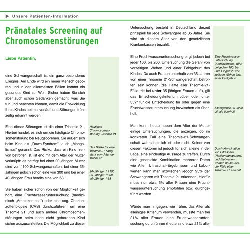 Screening auf ChromosomenstÃ¶rungen - Labor Enders & Partner