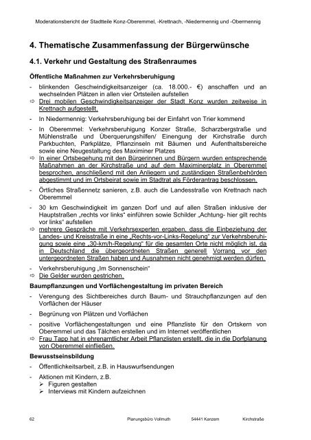 Moderationsbericht Tälchen - Konz