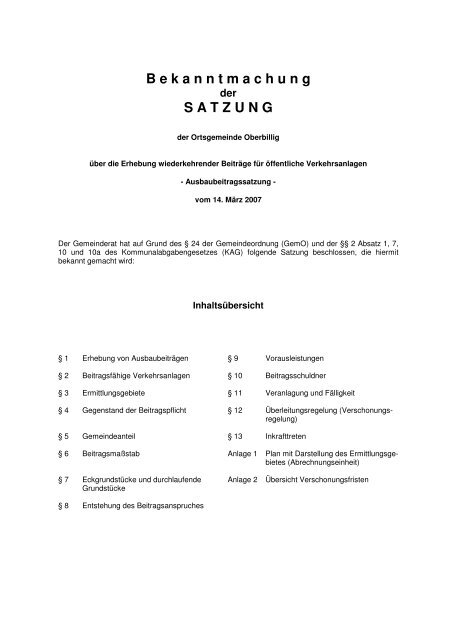 Satzung Wiederkehrende Beiträge Verkehrsanlagen 14 03 ... - Konz