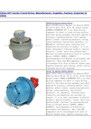 China GFT Series Travel Drive, Manufacturer ... - Hydraulic Motor