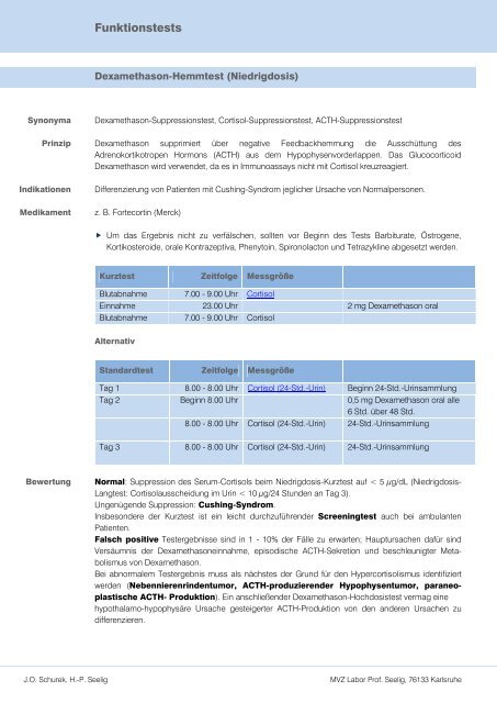 Dexamethason-Hemmtest - Labor Prof. Seelig