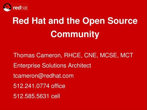Red Hat and the Open Source Community - Red Hat People