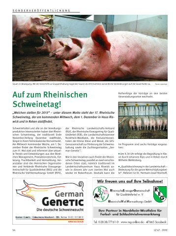 Auf zum Rheinischen Schweinetag! - Rheinischer Landwirtschafts ...