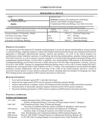 curriculum vitae - Bioinformatics and Computational Biology - Iowa ...