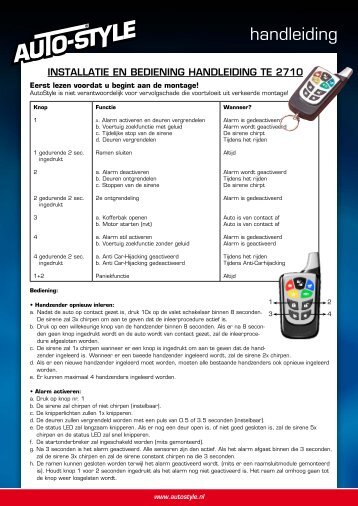 Handleiding TE 2710N - Autostyle