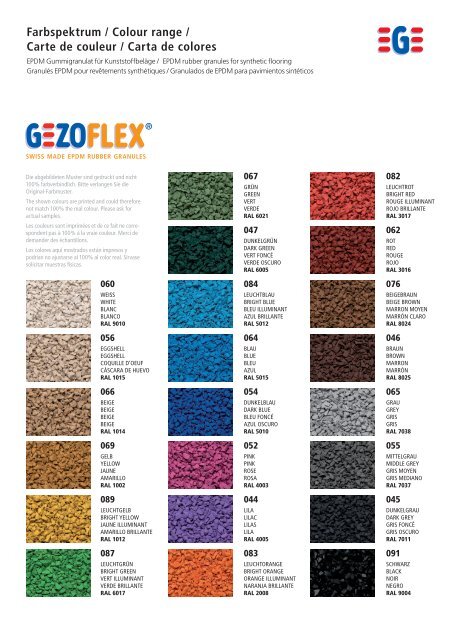 Farbspektrum Colour Range Carte De Couleur Sportburkolat