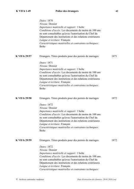 K VII h 1-49 Intitulé - Inventaires des Archives Cantonales Vaudoises