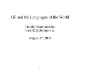 GF and the Languages of the World - Grammatical Framework