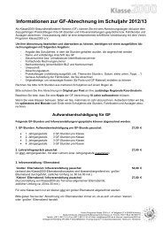 Informationen zur GF-Abrechnung, Schuljahr 05/06 - Klasse 2000