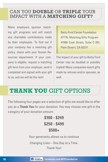 CaTalog - Betty Ford Center Foundation