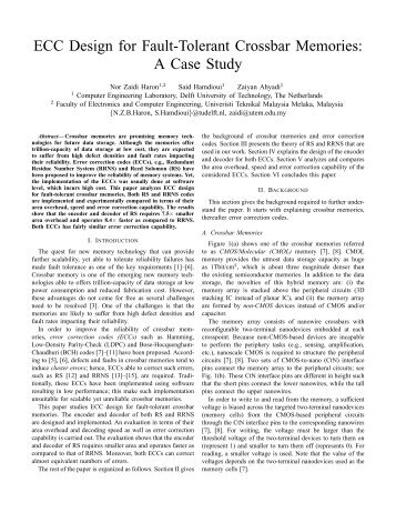 ECC Design for Fault-Tolerant Crossbar Memories: A ... - Publication