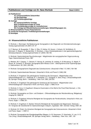 Publikationen und Vorträge Dr. Worlicek - Gastroenterologie im ...