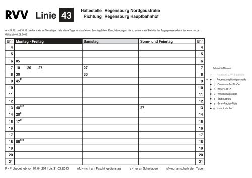 Fahrplan Linie 43 - RVV Regensburger Verkehrsverbund