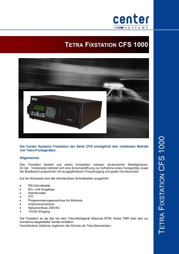 tetra fixstation cfs 1000 - Center Communication Systems GmbH
