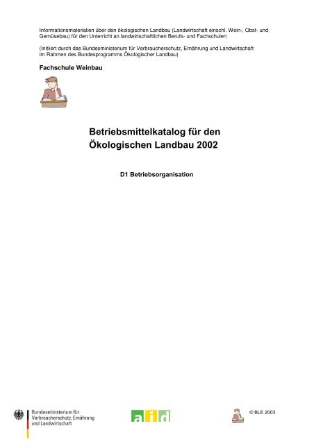 Betriebsmittelkatalog fr den kologischen ... - Oekolandbau.de
