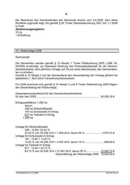 Gemeinderatssitzung vom 3.4.2006 - .PDF - Gemeinde Axams ...
