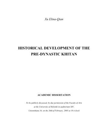 historical development of the pre-dynastic khitan - E-thesis