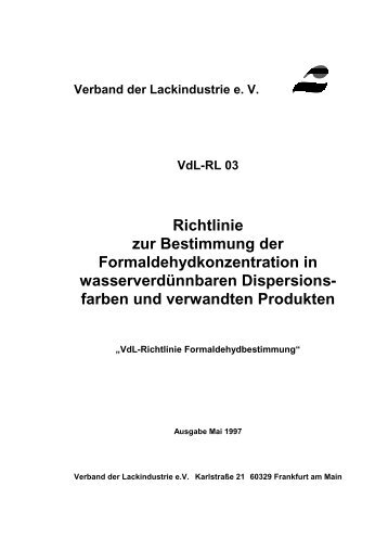 VdL-Richtlinie 03 Formaldehydbestimmung - VdL Verband der ...