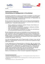 Verbrauchermitteilung Verwendung von Azopigmenten in Druckfarben