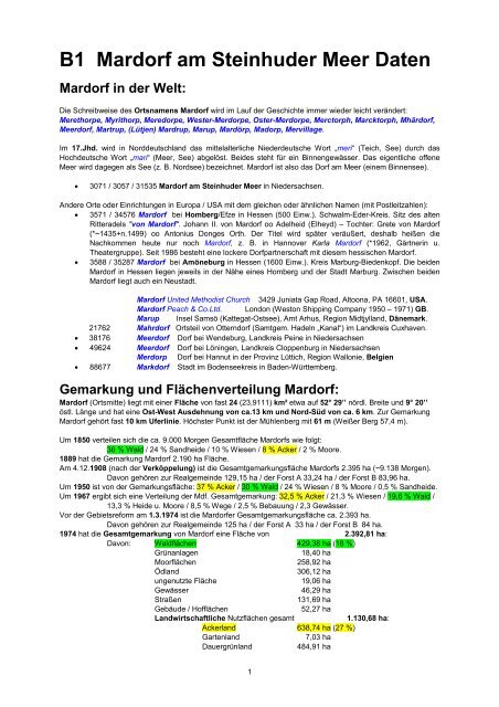 B1 Mardorf Am Steinhuder Meer Daten