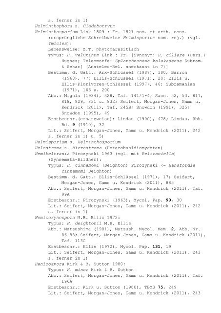 Pilzgattungen Europas - Liste 7: Notizbuchartige Auflistung der ...