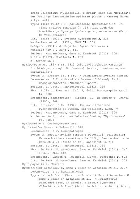 Pilzgattungen Europas - Liste 7: Notizbuchartige Auflistung der ...