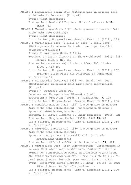 Pilzgattungen Europas - Liste 7: Notizbuchartige Auflistung der ...