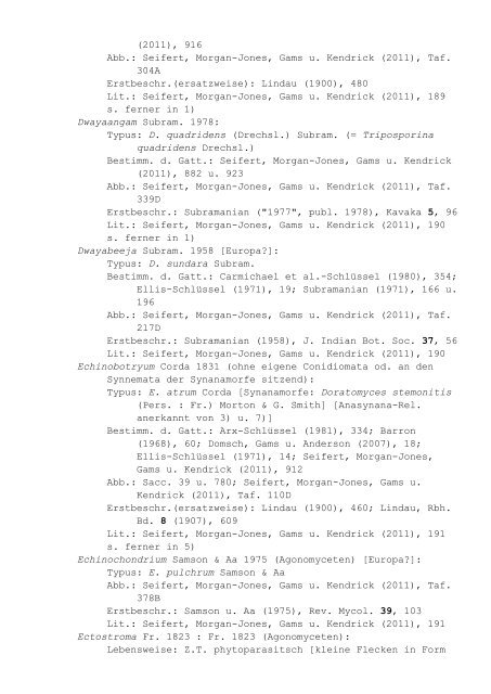 Pilzgattungen Europas - Liste 7: Notizbuchartige Auflistung der ...