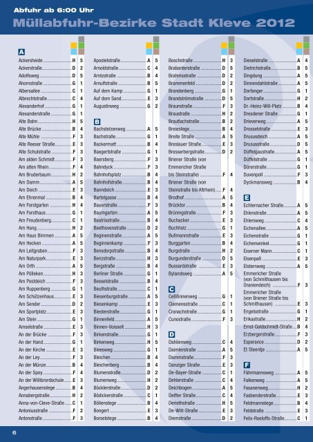 ABFALLKALENDER 2012 - in Kleve