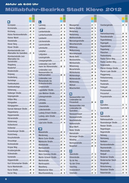 ABFALLKALENDER 2012 - in Kleve