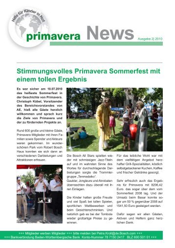 Stimmungsvolles Primavera Sommerfest mit einem tollen Ergebnis