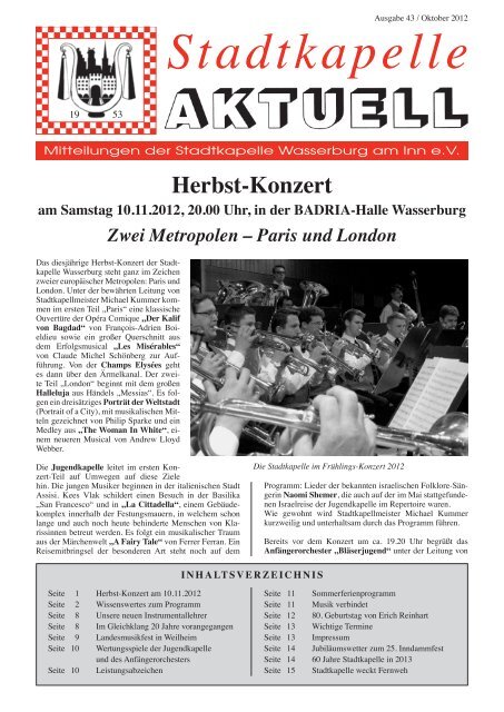 Ausgabe 43 / Okt. 2012 - Stadtkapelle Wasserburg am Inn eV
