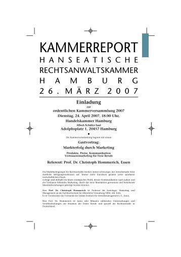 Einladung - Hanseatische Rechtsanwaltskammer Hamburg