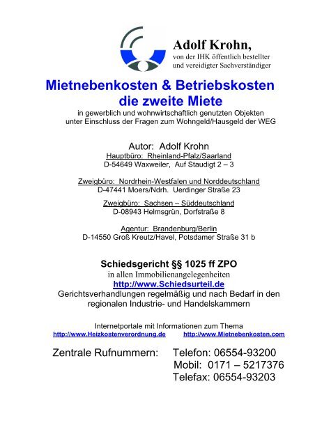 Mietnebenkosten und Betriebskosten - AKRO Baurevision und ...