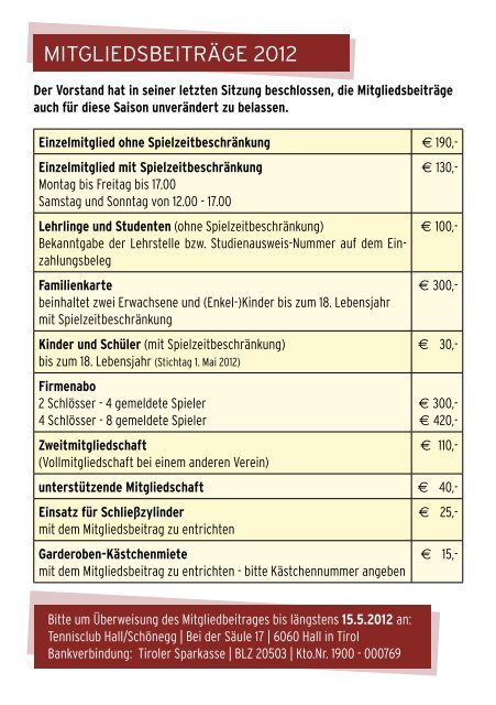 Saison 2012 - TC Hall/Schönegg