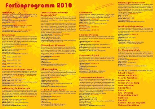 Ferienprogramm 2010 - Stadtgemeinde Weiz
