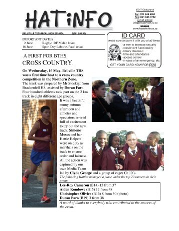 CROSS COUNTRY. - Bellville Technical High School