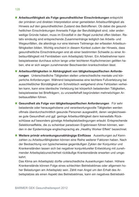 Gesundheitsreport 2012 t Thüringen - Arbeitgeber - Barmer GEK