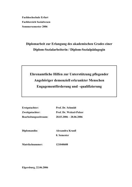 Diplomarbeit Fr. Krauß_neu - Alzheimer Gesellschaft Thüringen eV