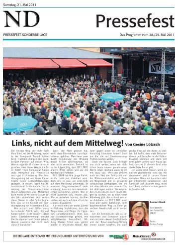 Links, nicht auf dem Mittelweg! Von Gesine Lötzsch - ND - Pressefest