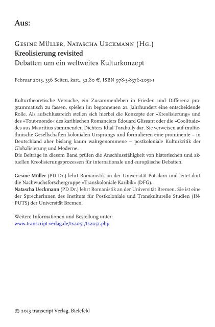 Gesine Müller, Natascha Ueckmann (Hg ... - transcript Verlag