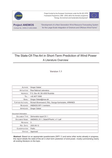 The State-Of-The-Art in Short-Term Prediction of Wind Power. A ...